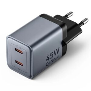 vention cargador de pared 45w gan 2xusb c power delivery 3.0 qualcomm 3.0 carga rapida color gris