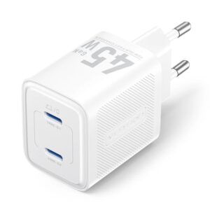 vention cargador de pared 45w gan 2xusb c power delivery 3.0 qualcomm 3.0 color blanco