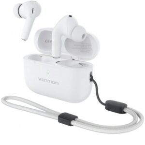 vention echo lite e11 pro auriculares intraurales inalambricos bluetooth 6.0 estuche con bateria de 300mah cancelacion activa de ruido anc color blanco