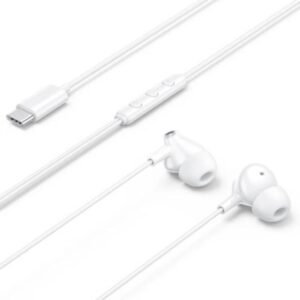 vention echo lite auriculares intraurales con cable de 1.2m usb c microfono integrado altavoz de 12mm color blanco