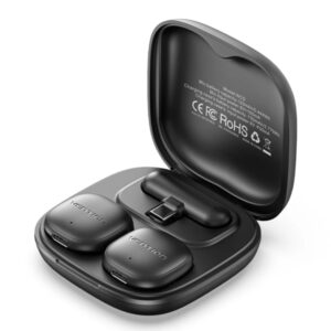vention microfono de solapa inalambrico sujeccion magnetica o clip 2 transmisores 1 receptor cancelacion de ruido por ia alcance hasta 50m usb c con adaptador lightning color negro