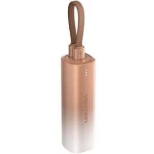 vention powerbank de 5000mah potencia de salida hasta 20w usb c cable usb c a lightning de 11cm 30x30x99.8mm color dorado