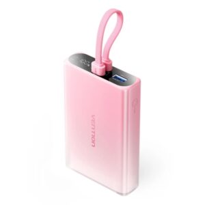 vention powerbank de 10000mah potencia de salida hasta 22.5w usb a usb c pantalla linterna led integrada apto para viajes aereos 108x68x22mm color rosa