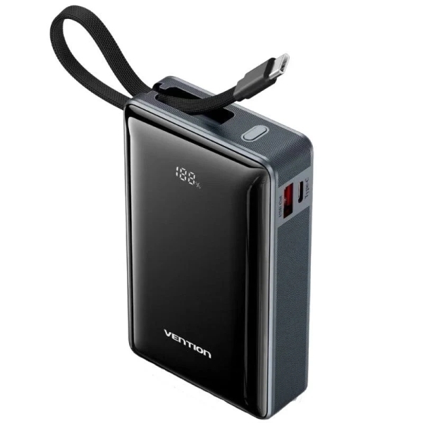 vention powerbank de 20000mah potencia de salida hasta 65w power delivery usb a usb c pantalla led tecnologia pps color gris