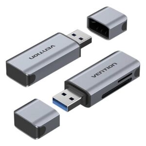vention lector de tarjetas tf y sd usb a 3.0 aluminio plug and play color gris