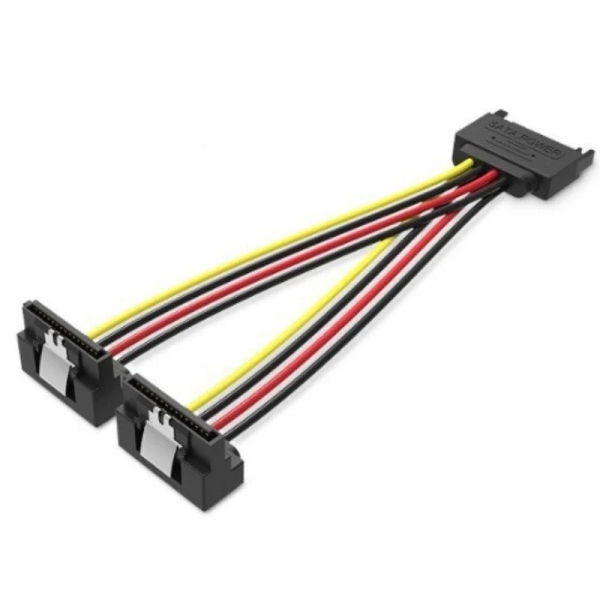 vention cable alimentacion sata longitud 0.15m 15p macho 2x15p hembra acodado 18 awg color negro