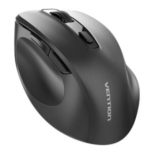 vention raton ergonomico inalambrico para diestros 6 botones 4000dpi transmisor 2.4ghz alcance 10m alimentacion a pilas color negro