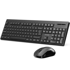vention pack tecaldo y raton inalambrico 2.4ghz qwerty es 105 teclas raton simetrico con 3 botones 1200dpi carcasa en abs alcance hasta 10m alimentacion a pilas color negro
