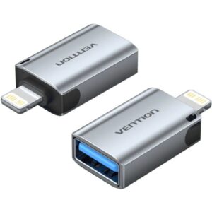 vention adapatador para apple lightning macho usb a hembra funcion otg aluminio color gris