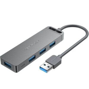 vention hub usb 5 en 1 4xusb a micro usb cable usb a velocidad hasta 5gbps color gris
