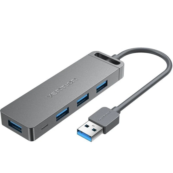 vention hub usb 5 en 1 4xusb a micro usb cable usb a velocidad hasta 5gbps color gris