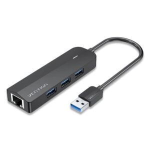 vention hub usb 4 en 1 3xusb a ethernet rj45 cable usb a de 15cm indicador led velocidad hasta 5gbps color negro