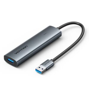 vention hub usb 5 en 1 3xusb a 2xusb c cable usb a de 15cm indicador led velocidad hasta 5gbps color gris