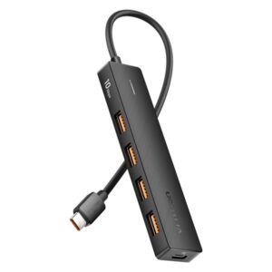 vention hub usb 5 en 1 potencia 100w cable usb c de 15cm 4xusb a usb c velocidad hasta 10gbps color negro