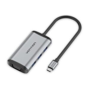 vention estacion de docking 5 en 1 cable usb c de 15cm integrado hdmi 4k usb c 3xusb a vga power delivery color gris