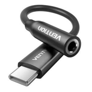 vention adapatador de audio dac jack 3.5mm hembra usb c macho cable 10cm aluminio 29 awg color negro