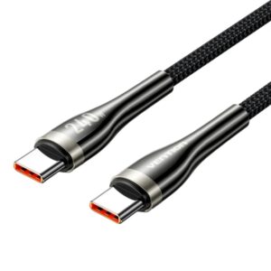 vention cable usb c potencia hasta 240w longitud 1.2m velocidad hasta 480mbps recubrimiento de nailon trenzado chip e marker color negro