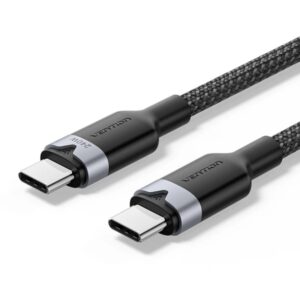 vention cable usb c potencia hasta 240w longitud 1m recubrimiento de nailon trenzado velocidad hasta 480mbps color negro