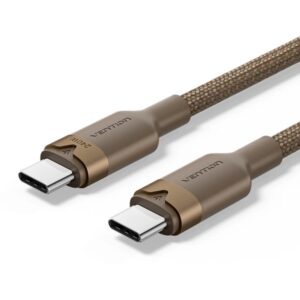 vention cable usb c potencia hasta 240w longitud 1m recubrimiento de nailon trenzado velocidad hasta 480mbps color dorado