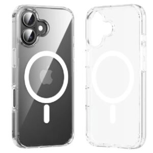 vention funda rigida para iphone 16 plus anillo magnetico magsafe compatible con carga inalambrica resistente al amarilleo color transparente