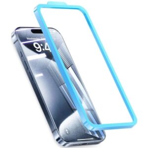 vention protector de pantalla para iphone 16 plus vidrio templado herramienta de instalacion color azul