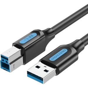 vention cable de impresora longitud 1.5m usb a usb b 3.0 transferencia hasta 5gbps pvc acabado niquelado color negro