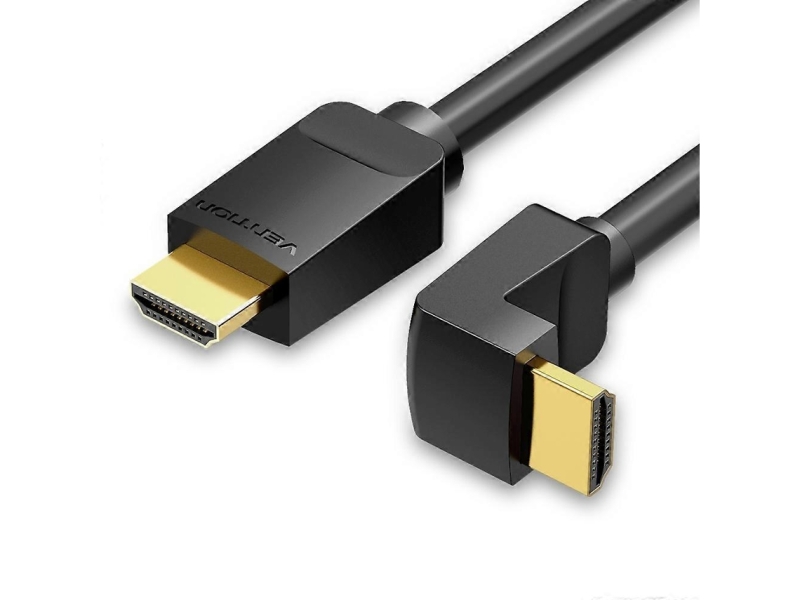 vention cable hdmi 2.0 acodado resolucion 4k arc longitud 1m conectores chapados en oro revestimiento en pvc hdr compatible color negro