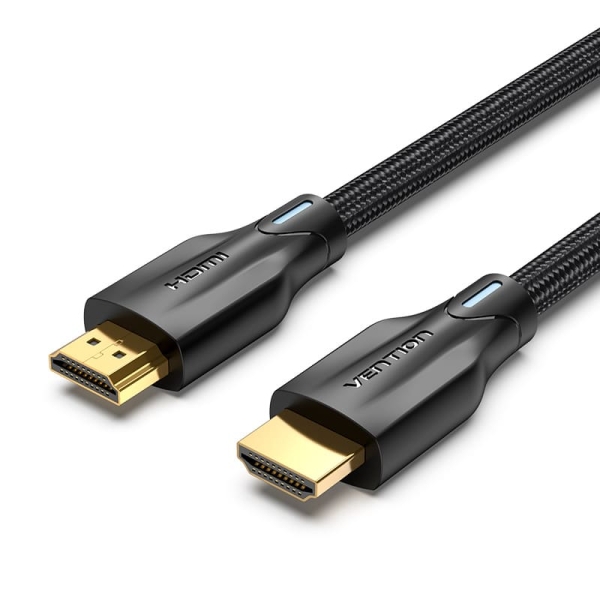 vention cable hdmi 2.1 resolucion 8k earc longitud 5m conectores chapados en oro hdr dinamico tasa de refresco variable chaqueta trenzada de algodon y pvc color negro