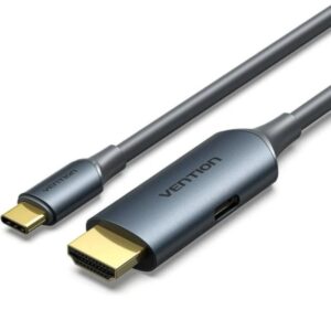 vention cable conversor hdmi macho a usb c macho resolucion 4k arc longitud 1.5m conectores chapados en oro revestimiento en pvc color gris