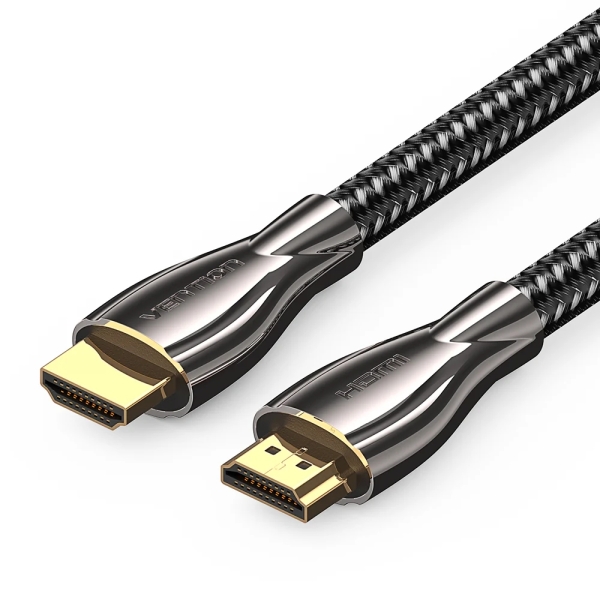 vention cable hdmi 2.0 resolucion 4k arc longitud 0.5m conectores chapados en oro chaqueta trenzada de algodon y pvc color negro