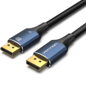 vention cable displayport 1.4 8k longitud 2m trenzado de nailon conectores chapados en oro color azul