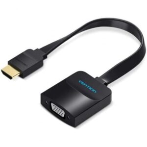 vention cable conversor plano hdmi macho a vga hembra full hd arc longitud 0.15m puerto de audio 3.5mm microusb conectores chapados en oro color negro