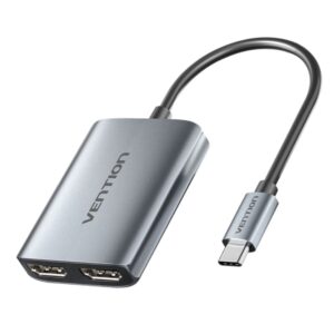 vention adaptador usb c a hdmi funcion extension o duplicacion cable 15cm resolucion 4k aluminio y abs color gris