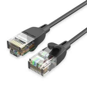 vention cable de red cat.6a utp longitud 0.5m contactos chapados en oro velocidad hasta 10gbps cubierta de pvc color negro