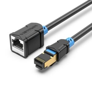 vention cable extensor de red cat.6 sftp longitud 0.5m velocidad hasta 1gbps 26awg cubierta de pvc conectores chapados en oro doble blindaje color negro
