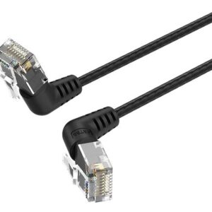 vention cable de red acodado cat.6a utp slim longitud 3m velocidad hasta 10gbps 32 awg cubierta de pvc cabeza rotatoria 360º color negro
