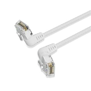 vention cable de red acodado cat.6a utp slim longitud 3m velocidad hasta 10gbps 32 awg cubierta de pvc cabeza rotatoria 360º color blanco