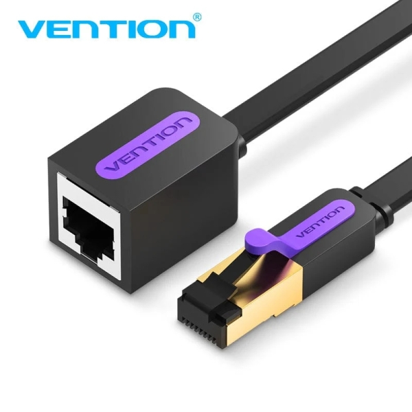 vention cable extensor de red cat.7 longitud 8m velocidad hasta 10gbps 30awg conectores chapados en oro color negro