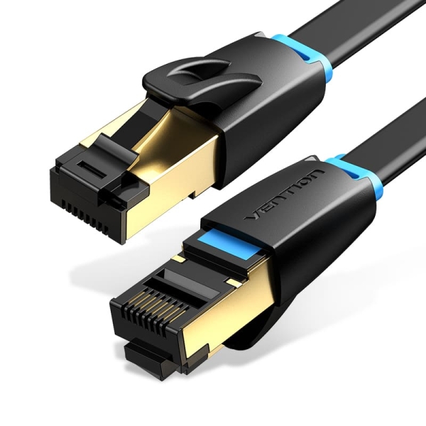 vention cable de red cat.8 utp longitud 5m velocidad hasta 40gbps 30awg conectores chapados en oro color negro