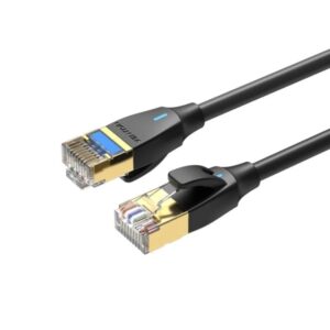 vention cable de red cat.8 sftp longitud 1m velocidad hasta 40gbps 30awg cubierta de pvc blindaje multicapa conectores chapados en oro color negro