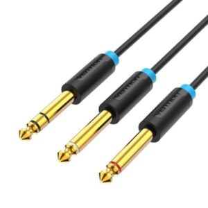 vention cable de audio estereo longitud 2m jack 6.5mm dual 6.5mm conectores chapados en oro blindaje multicapa color negro
