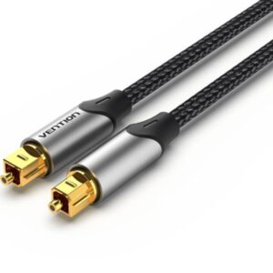 vention cable de fibra optica longitud 15m sonido dolby conectores chapados en oro cubierta trenzada de nailon nucleo toray color gris