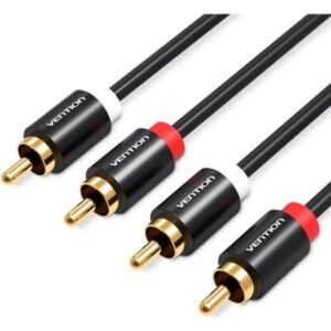 vention cable de audio estereo longitud 2m 4xrca macho aluminio pvc 29 awg color negro