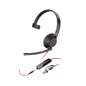 hp poly blackwire 5210 auricular monoaural con microfono cancelacion de ruido diadema metalica acolchada almohadillas de piel sintetica controles en cable