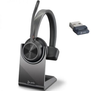 hp poly voyager 4310 auricular monoaural con microfono con base de carga bluetooth 5.2 dongle usb a color negro