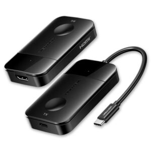 vention transmisor y receptor inalambrico usb c a hdmi resolucion 4k alcance hasta 50m cable usb c wifi 5ghz 60w power delivery color negro
