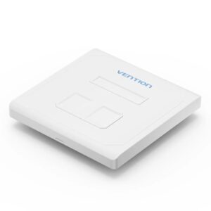 vention placa de pared de 2 toma rj45 compatible con cajas de empotrar tipo 86 abs resistente al envejecimiento 86x86x8mm color blanco