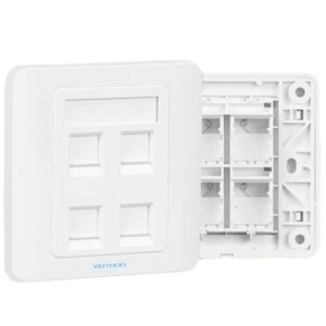 vention placa de pared de 4 toma rj45 compatible con cajas de empotrar tipo 86 abs resistente al envejecimiento 86x86x8mm color blanco