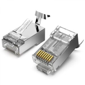 vention pack de 10 conectores rj45 cat.7 ftp contactos chapados en oro formato transparente color plata