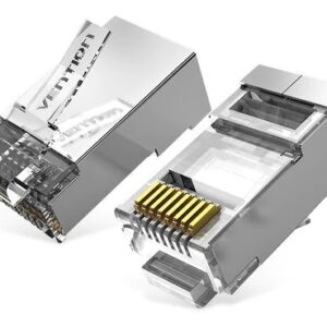 vention pack de 50 conectores rj45 cat.6a ftp contactos chapados en oro color plata